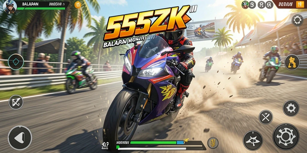 Tampilan menegangkan balapan motor di 555ZK dengan lintasan mendebarkan.
