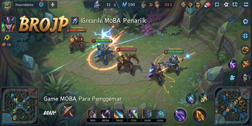 Tampilan gameplay seru di BROJP yang menampilkan pertempuran MOBA.