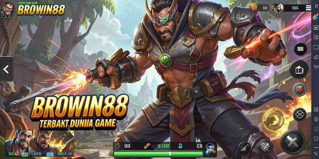 Screenshot gameplay BROWIN88 menunjukkan aksi pertarungan yang menegangkan.