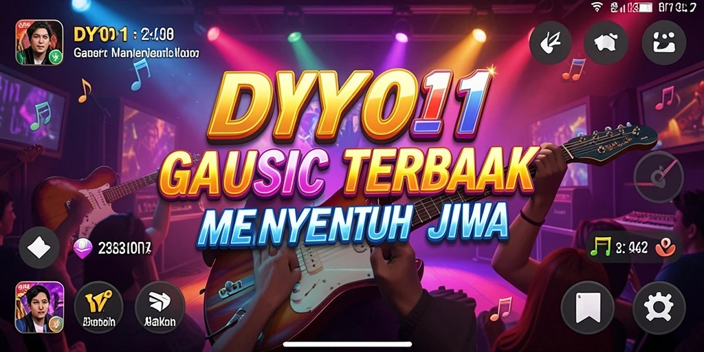 Screenshot gameplay DY01 menunjukkan pemain menikmati pengalaman musik yang mendebarkan.