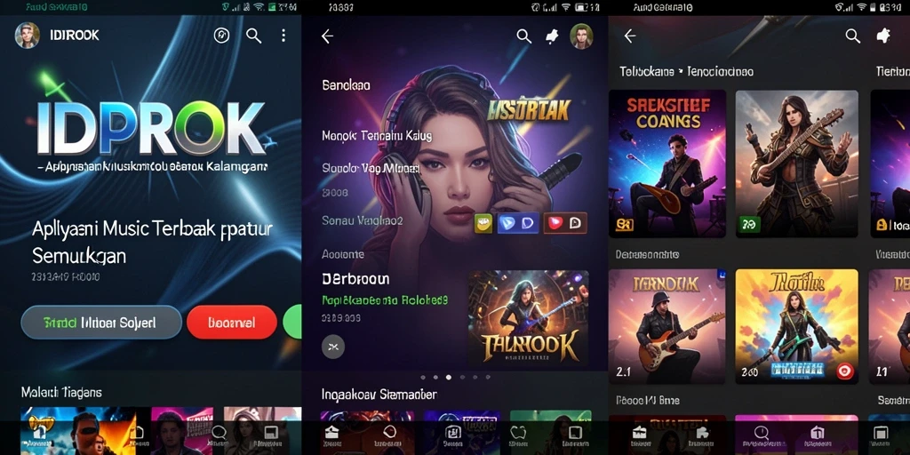 Tampilan screenshot <strong>IDROK</strong> menampilkan antarmuka aplikasi Musik yang menarik.