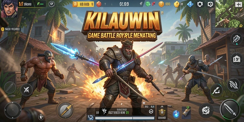 Screenshot gameplay KILAUWIN menampilkan aksi seru dalam pertempuran Battle Royale.