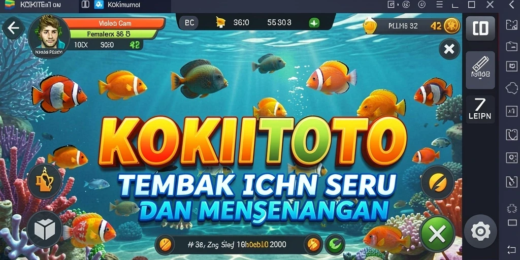 Tampilan gameplay KOKITOTO dengan aksi menembak ikan yang seru.