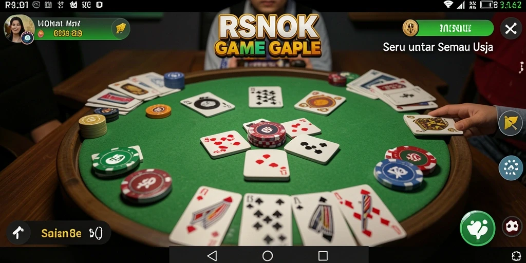 Tampilan gameplay RSNOK yang seru dan interaktif saat bermain Gaple.