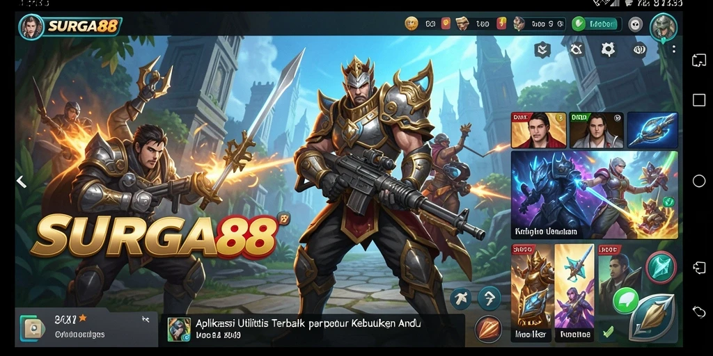 Screenshot dari fitur-fitur utama dalam SURGA88 yang menunjukkan antarmuka pengguna.