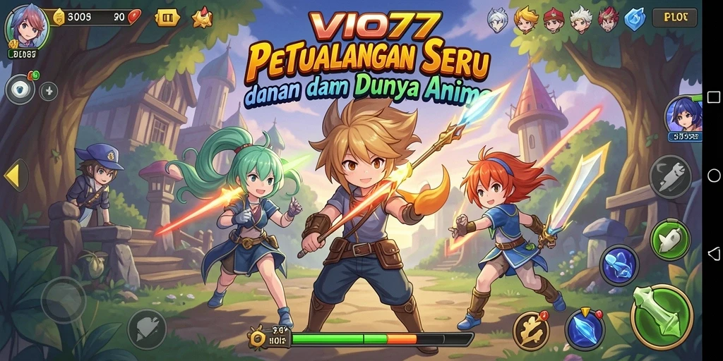 Tangkapan layar VIO77 menunjukkan aksi yang cepat dan karakter Anime yang menarik.